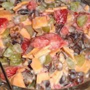 Strawberry Grape and Date Salad With Walnuts and Vegan Cheese