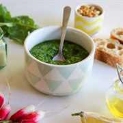 Vegan Radish Greens Pesto With Pine Nuts