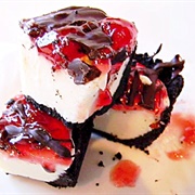 Julie's Fudge Chocolate Covered Cherry Cheesecake With Oreo Cookie Crust