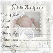 Doll Birth Certificate