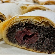 Poppy-Seeds and Sour Cherry Strudel