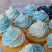 Blue and White Cupcake