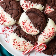 White Chocolate Dipped Peppermint Chocolate Cookies
