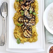 Sweet & Sour Lentil Dhal With Grilled Aubergine