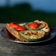 Bread With Grilled Zucchini and Tomato