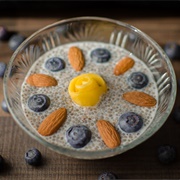 Vegan Chia Pudding With Blueberries and Almonds