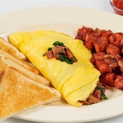 Spinach, Mushroom, Bacon and Cheese Omelette