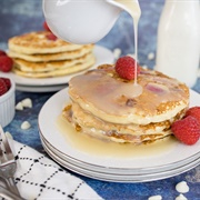 Raspberry and White Chocolate American Pancakes