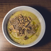 Fennel Leek and Zucchini Soup With Walnuts and Linseed