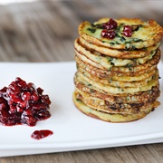 Spinach Pancakes With Lingonberry Jam