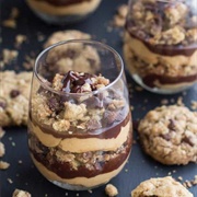 Oatmeal Chocolate Chip Cookie Peanut Butter Fudge Parfait
