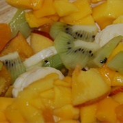 Mango and Peach Salad With Kiwi, Banana and Orange