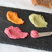 Green, Orange and Pink Hummus