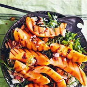 Grilled Cantaloupe With Almonds & Feta