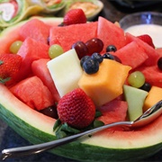 Watermelon Stuffed With Fruit Salad