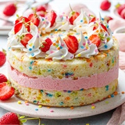 Strawberry Funfetti Ice Cream Cake