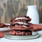 Red Velvet Oreo Cookies With Cheesecake Filling