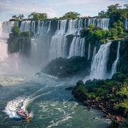 Boat Under the Iguazú Falls