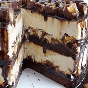 Snickers Peanut Butter Brownie Ice Cream Cake