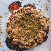 Strawberry Pistachio Crumble Pie