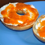 Bagel With Cream Cheese and Jam