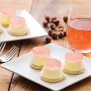 Wine Gelée Topped Cheesecake Minis on Hazelnut Cookies