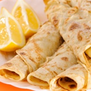 Homemade English Pancakes With Sugar and Lemon, Shrove Tuesday, England