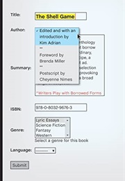 The Shell Game: Writers Play With Borrowed Forms (Kim Adrian)