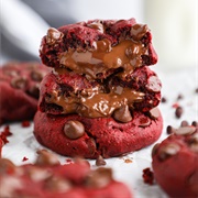 Red Velvet Nutella Stuffed Cookie