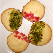 Vegan Lemon Cookies With Pistachios and Jelly Raspberries