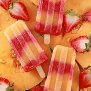 Cantaloupe & Strawberry Popsicles