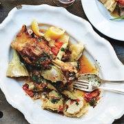 Roast Lamb With Artichokes and Lemons