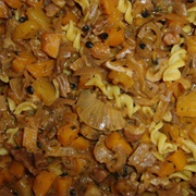 Pasta With Vegan Pumpkin Mushroom Passion Fruit Sauce