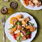 Tomato Cantaloupe Panzanella