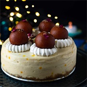 Eggless Gulab Jamun Cheesecake