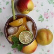 Iced Peach Lemon and Mint Drink