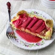 Rosé Poached Rhubarb Cheesecake Tart