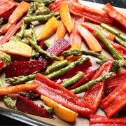 Roasted Potatoes, Green Beans, Yellow Beans and Carrots