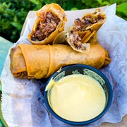 Cheese Burger and Pastrami Spring Rolls