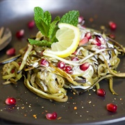 Eggplant Noodles With Pomegranate