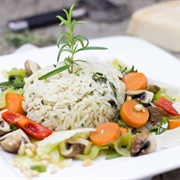 Rice With Mushrooms, Vegetables and Rosemary
