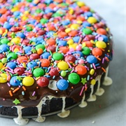 Confetti Ice Cream Fudge Pie With M&M's