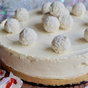 White Chocolate Coconut Snowball Cheesecake