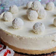 White Chocolate Coconut Snowball Cheesecake