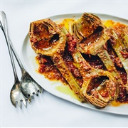 Braised Artichokes With Tomatoes and Mint