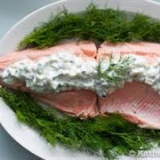 Poached Salmon W Cucumber Sauce