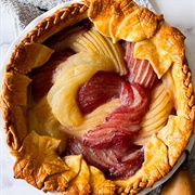 Spiced Honey + Wine Poached Pear Pie