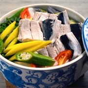 Sinigang Na Tiyan Ng Bangus (Filipino Sour Soup With Milkfish Belly)