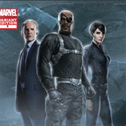 Nick Fury, Maria Hill and Phil Coulson