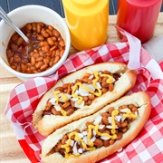 Hot Dog With Baked Beans